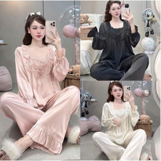  DEAL MỞ BÁN  Bộ Đồ Ngủ Nữ JUSOKA Pijama Dài Tay Lụa Latin Cao Cấp Siêu Xinh Dễ Thương Thoáng Mát Dành Cho Nữ LT27 