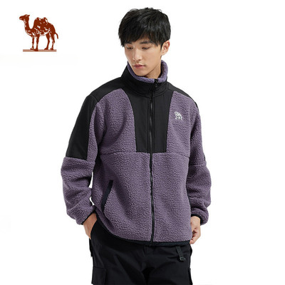 Áo khoác lông cừu cổ đứng dày dặn CAMEL CROWN  dành cho nam Áo khoác lông cừu chống tĩnh điện