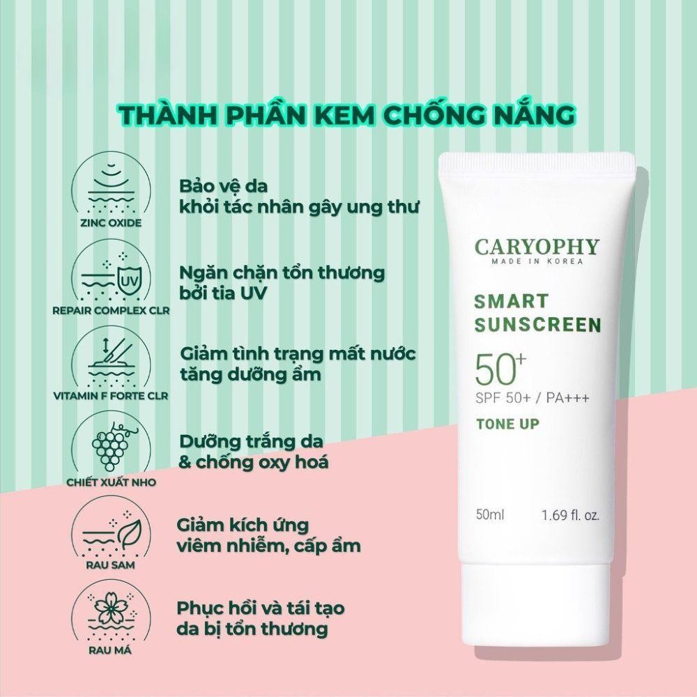 Ảnh 2 của Kem Chống Nắng Caryophy Smart Sunscreen SPF50+ PA+++ Giúp Chống Nắng, Nâng Tông, Ngừa Mụn 50ml
