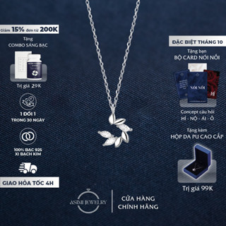 Dây chuyền bạc nguyệt lá Asimi, Dây chuyền bạc Ý S925 cho nữ tinh xinh xắn tinh tế Half Moon DC56