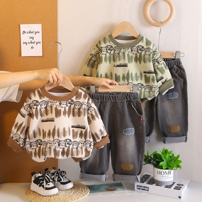 Set Thu Đông Áo Sweeter Hoạt Hình Quần Jean Wash Cho Bé Trai 1-5 Tuổi MINTSCLOSET Quảng Châu TD4452