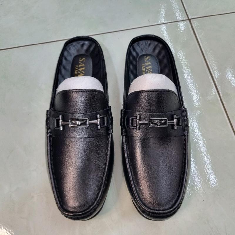 Giày sục nam da bò trơn đế cao su NP 17 Shoes DéP Jean Đế Bằng