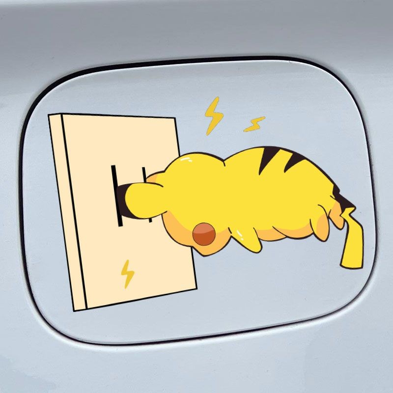 Pikachu Nắp bình nhiên liệu Nhãn dán xe hơi Vui lòng thêm 92 95 98 Phim hoạt hình sáng tạo độc đáo T