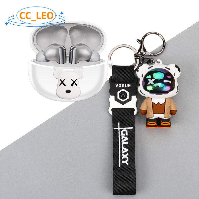 Suitable for QCY MeloBuds N70 Case Cartoon Bear Cute Astronaut Keychain Pendant Silicone Soft Case f