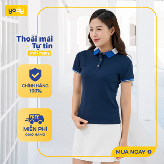  [SALE ĐG] Áo polo nữ s.cafe dệt tổ ong bo 3 màu YODY thấm hút nhanh, khô nhanh, khử mùi APN6280