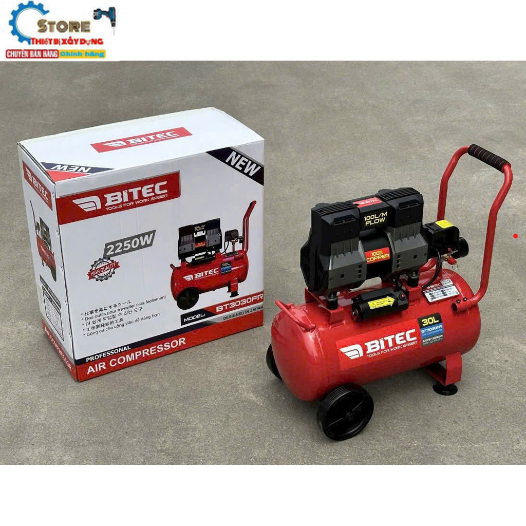 Máy nén khí không dầu 30 lít BTEC BT3030FE 2250W mẫu mới .BTEC giá tốt Store thiết bị HUKAN