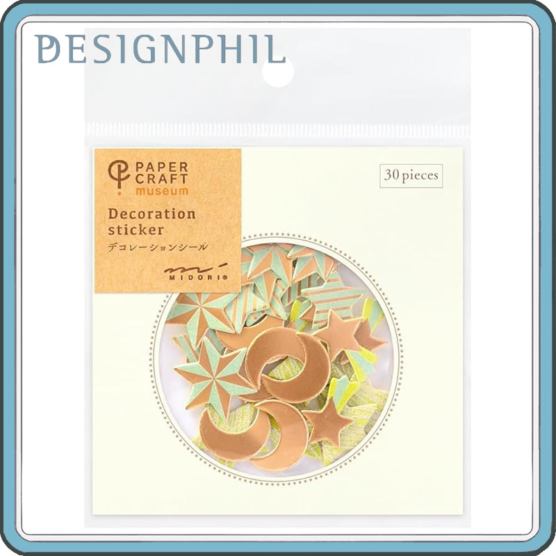 Midori PCM Decoration Stickers - Music, Flower, Leaf, Star, Happy Motif, Plant, and Feather Designs.