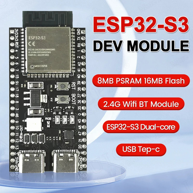 Bảng phát triển ESP32-S3 Mô-đun Wifi 2.4G cho Arduino ESP IDF ESP32-S3WROOM1 N8R2 N16R8 44Pin Type-C