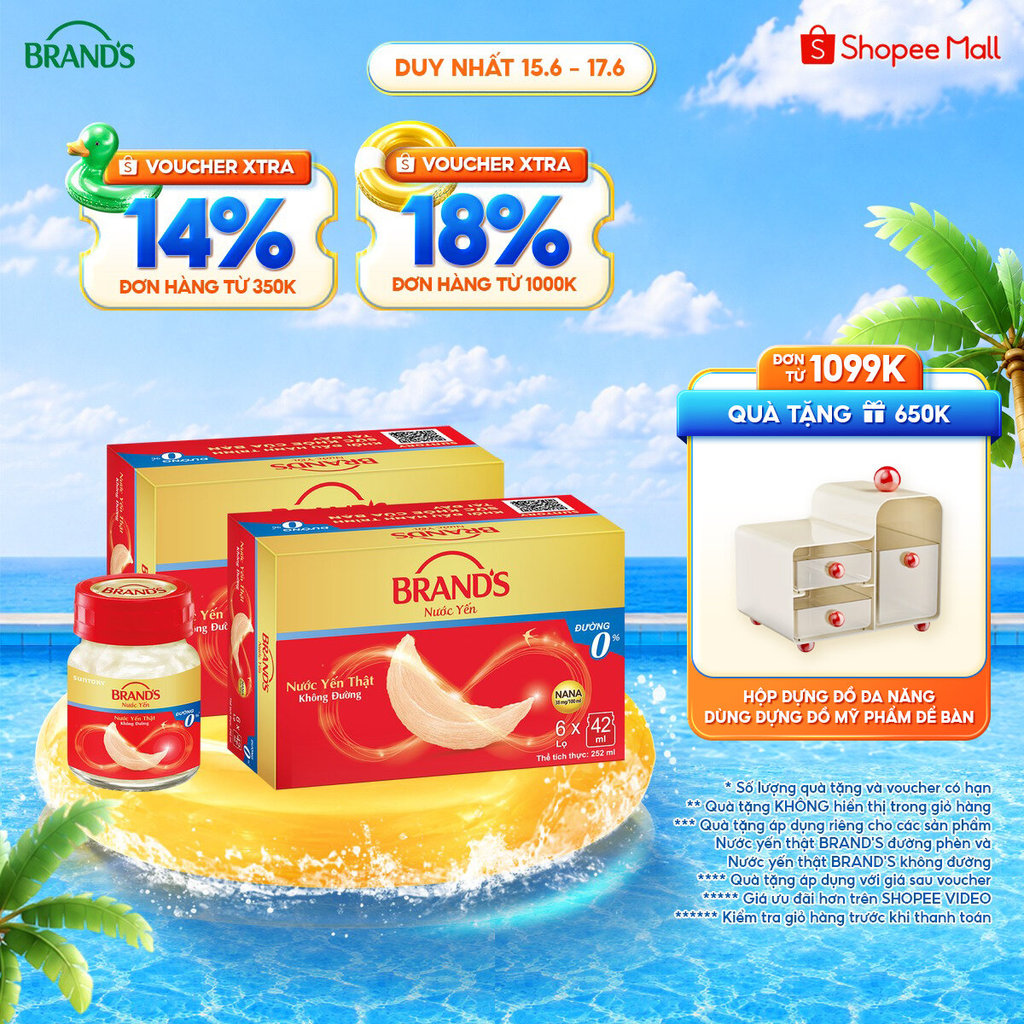 Combo 2 Nước yến thật BRAND'S Không Đường (42 ml x 6 lọ)