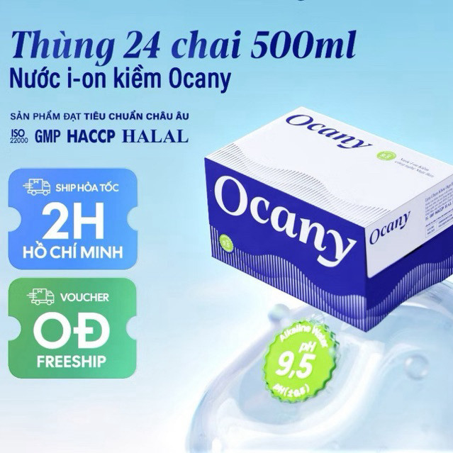 Nước Uống Ion Kiềm Ocany pH 9.5 24 Chai 500ml Nước Kiềm Cao Cấp Công Nghệ Nhật Bản