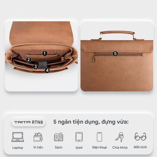 Túi Trita (Thời trang nam nắp gập phối quai trên - Túi đeo chéo da RTN8) Bagsmart