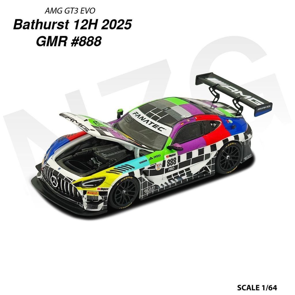 Kilo Works 1/64 Mercedes-Benz AMG GT3 EVO Banho 12H 2025 GMR #888 Mô Hình Xe Ô Tô Mô Hình Mô Phỏng Q
