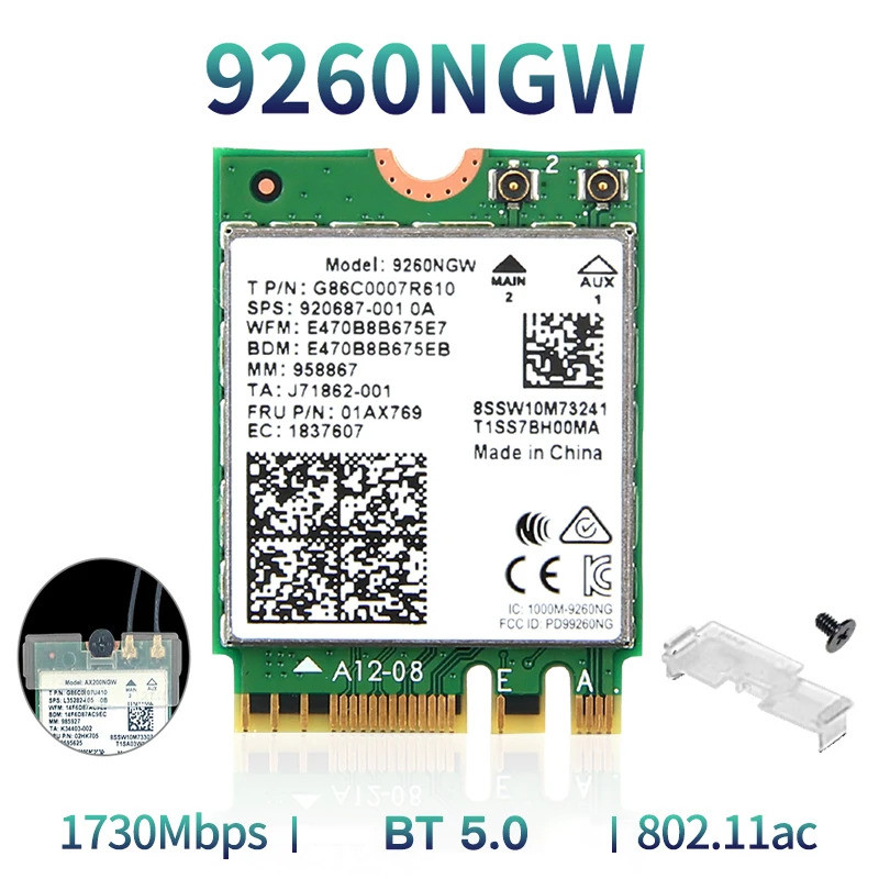 Không Dây 2030Mbps 2.4G / 5Ghz M.2 Mạng Wifi Card Cho Intel 9260 AC 9260NGW 802.11ac Bluetooth 5.0 L