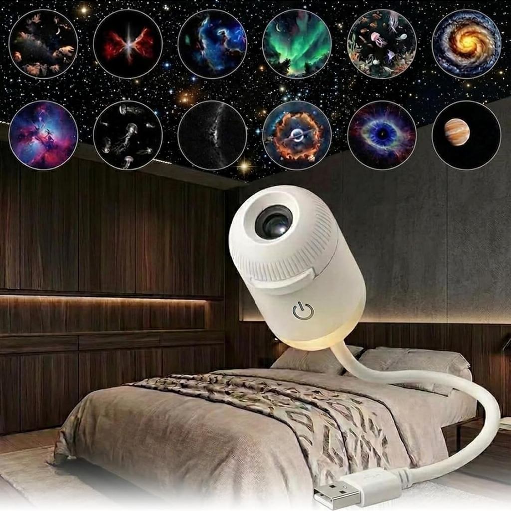 2-in-1 Galaxy Projector Night Light,USB Portable Starry Sky Night Light Projector for Bedroom,Adjust