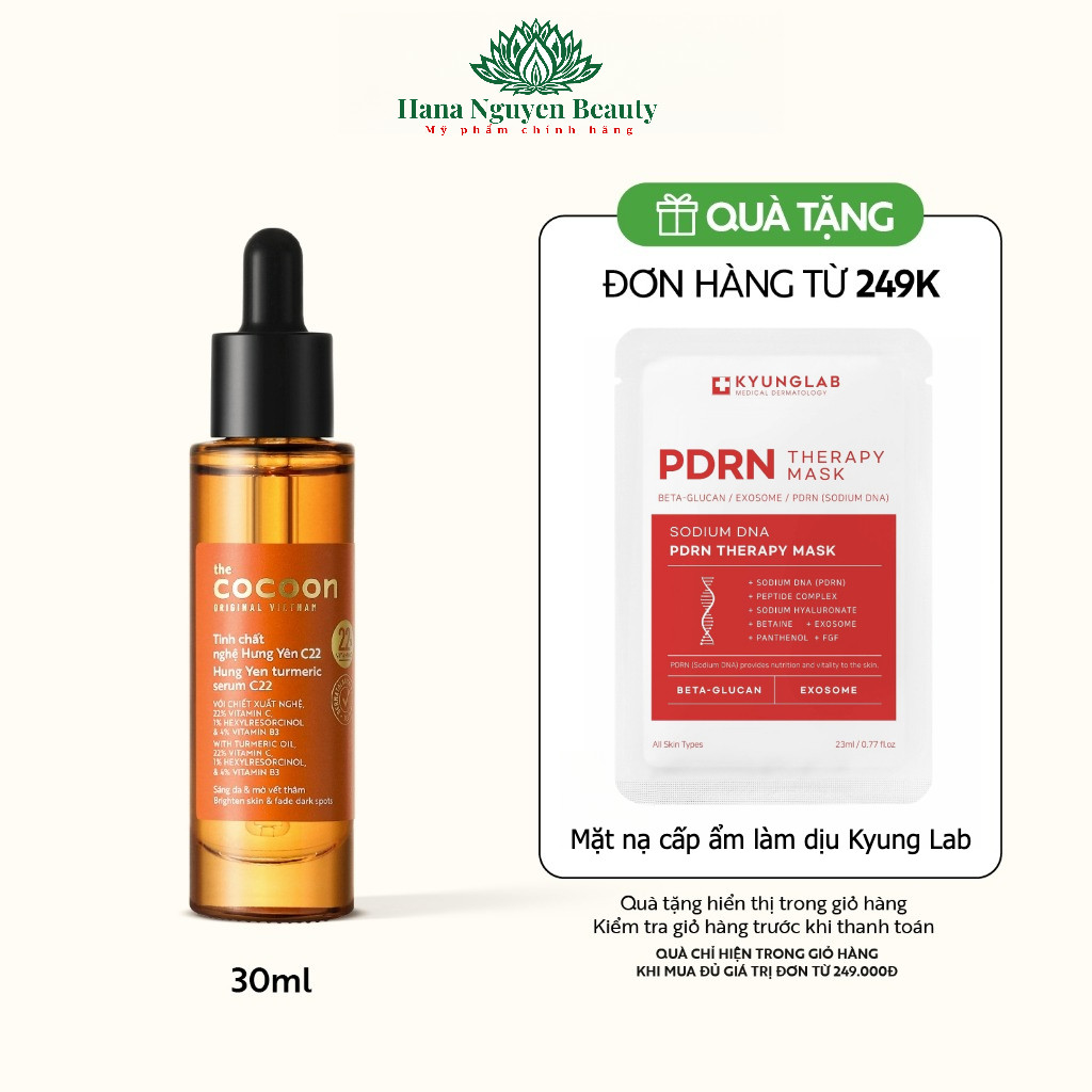 Tinh chất nghệ Hưng Yên C22 22% vitamin C sáng da chuyên sâu & mờ vết thâm Cocoon 30ml