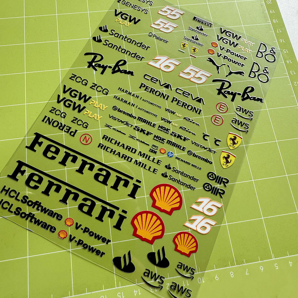 1 / 8 / 10 Ferrari Racing Car Sticker UV Transfer Sticker F1 Tài trợ Cuộc thi Sửa đổi Nhãn dán Body 