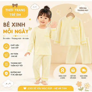 Bộ Dài Tay Thun Lạnh Cho Bé Trai Bé Gái Mặc Hè Thoáng Mát - Đồ Ngủ Mặc Nhà Đi Học