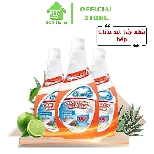 (Combo 3 chai) Chai Sạch Nhà Và Bếp Cleanz Làm Sạch Dầu Mỡ, Vết Ố Vàng, Thơm Mùi Chanh Dịu Nhẹ Dung 