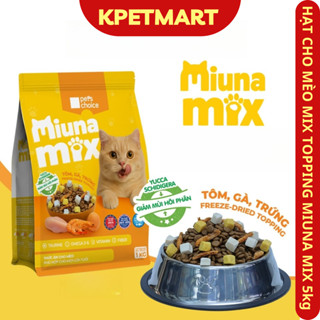  <5kg>  Hạt Cho Mèo MIUNA MIX 5 kg -  Combo 5 Gói Thức Ăn Mèo Mix Topping Thịt Trứng  Tôm Sấy Khô - KPETMART 