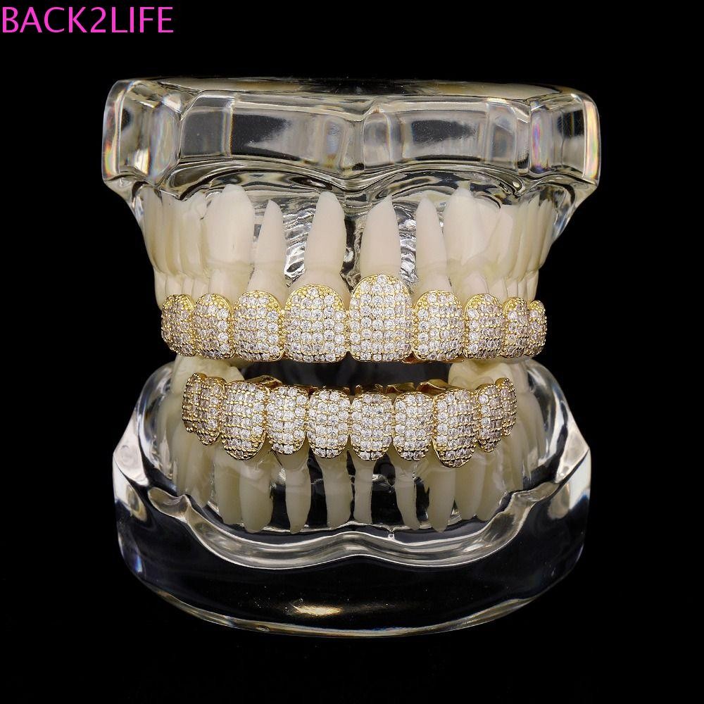Răng Grillz Hip Hop đính đá, thiết kế tháo lắp, phù hợp party và cosplay