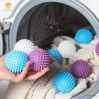 [Kitten-t] 5 Quả bóng giặt chống lăn màu trắng nguyên chất Máy giặt trong suốt để loại bỏ bụi bẩn và nút thắt mới