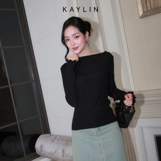 [SALE SỐC] Áo kiểu KAYLIN tay dài cổ thuyền chất vải thun co giản phong cách BST Hè 2025 - N2428