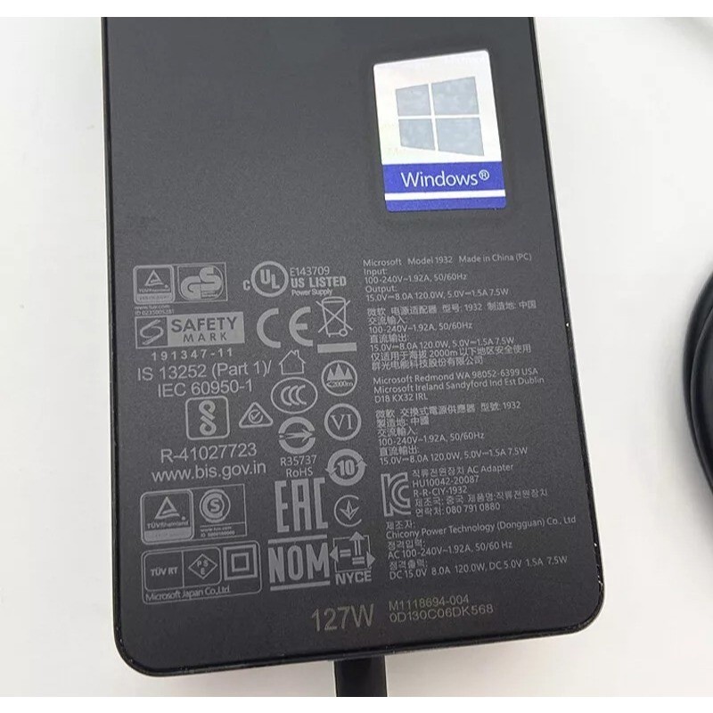 Sạc 127W Power Supply Adapter For Microsoft Surface Laptop 3 Laptop 2 Surface Pro X