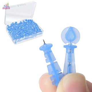 JESJELIU 50 cái/hộp kim hỗ trợ giảm mụn đầu đen, đầu trắng, hạt mỡ dùng một lần, chuyên nghiệp, màu xanh