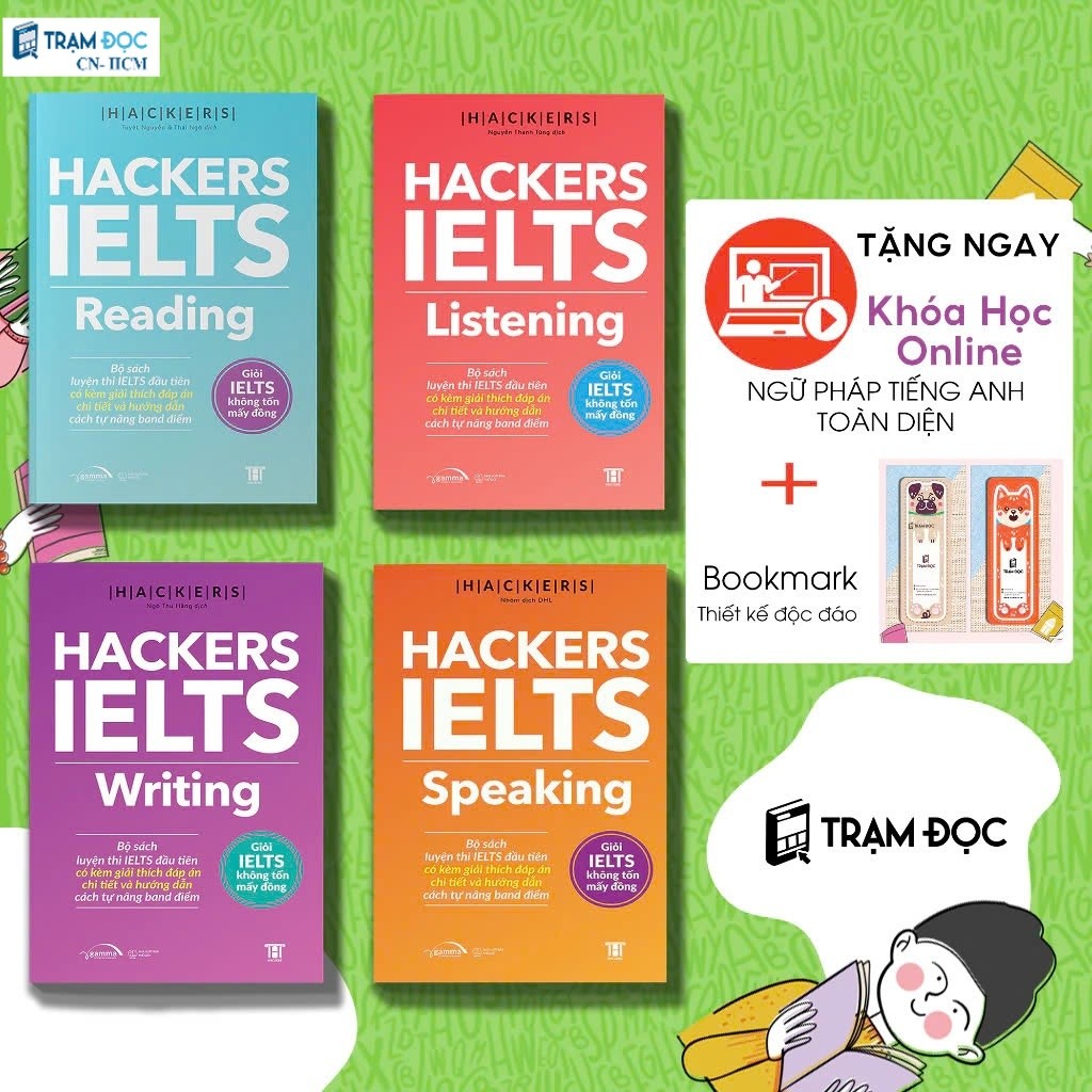 Sách - Hackers IELTS - Combo 4 Cuốn ( Listening + Reading + Speaking + Writing)