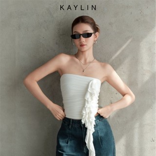 Áo kiểu KAYLIN quây nhúng phối bèo chất vải thun lụa cotton co giản phong cách cá tính BST Thu 2025 - A30T7