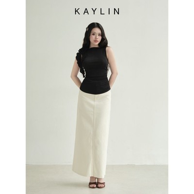 Chân váy JEAN KAYLIN form dài chất vải Denim dầy dặn phong cách BST Hè 2025 - N2444