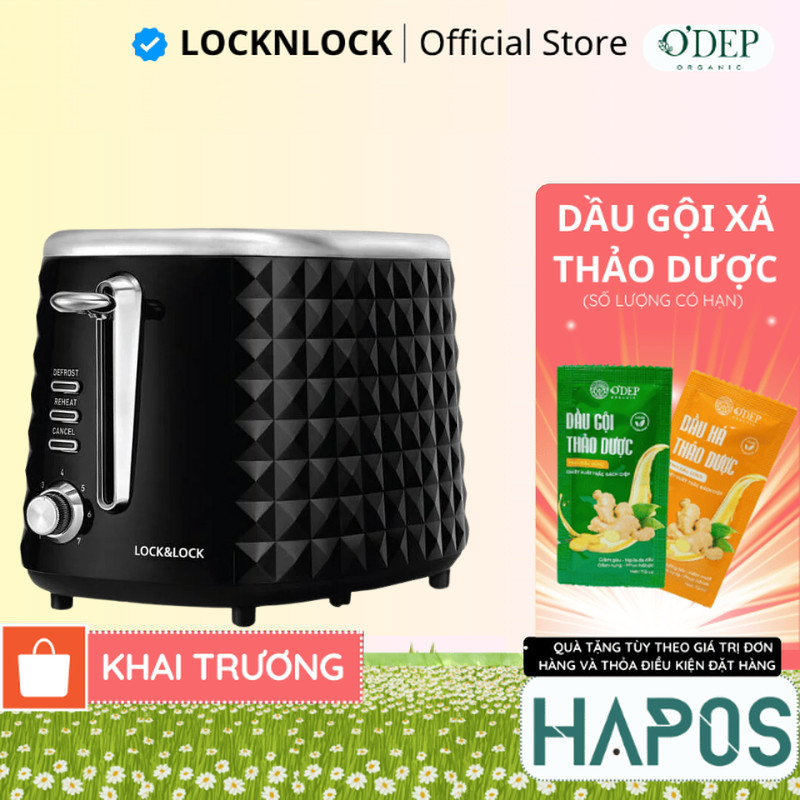 Máy nướng bánh mì 850W sandwich LocknLock Chính hãng, Màu đen  EJB222BLK - HAPOS HEL