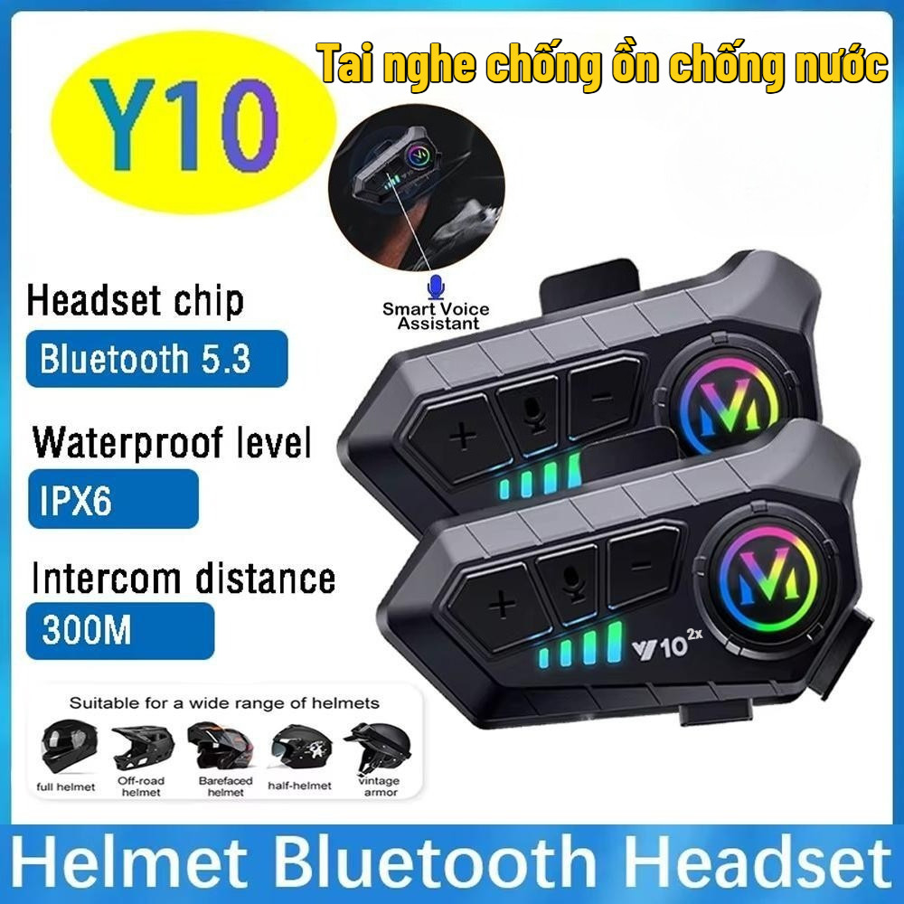 Y10 Mũ bảo hiểm xe máy Intercom Tai nghe Bluetooth Tai nghe không dây chống nước rảnh tay Loa Interp