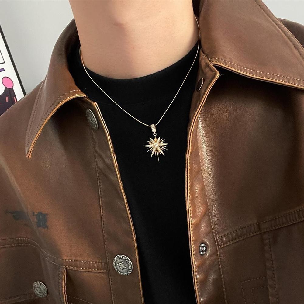 Eight-pointed Star Zircon Pendant Titanium Steel Necklace Exquisite Design Fashion Clavicle