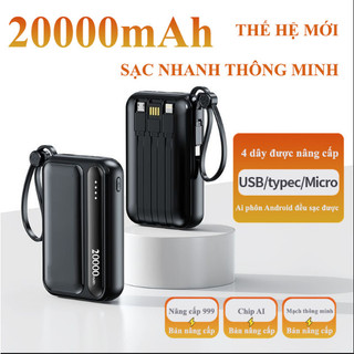  Pin sạc dự phòng 20.000mAh hỗ trợ sạc nhanh pin mini dung lượng lớn đi kèm nhiều dây sạc tiện dụng 