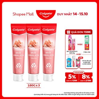 Bộ 3 Kem đánh răng Colgate thiên nhiên từ muối hồng Himalaya cho răng sáng khỏe 180G
