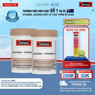 Combo 2 lọ hỗ trợ duy trì mật độ xương Swisse Ultiboost Canxi + Vitamin D3 90 viên/lọ
