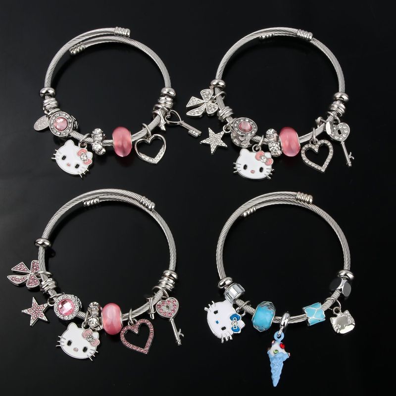 New Kitty Cat Hoạt Hình Vòng Tay Dễ Thương Hello Kitty Kim Loại Bán Chạy DIY Sinh Viên Bạn Gái Vòng 