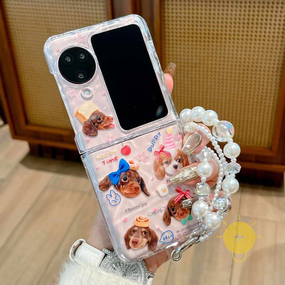Phone Case For OPPO Find N5 / N3 Flip / N2 Flip TPU Transparent Cat Dog Puppy Fold Translucent Aesth