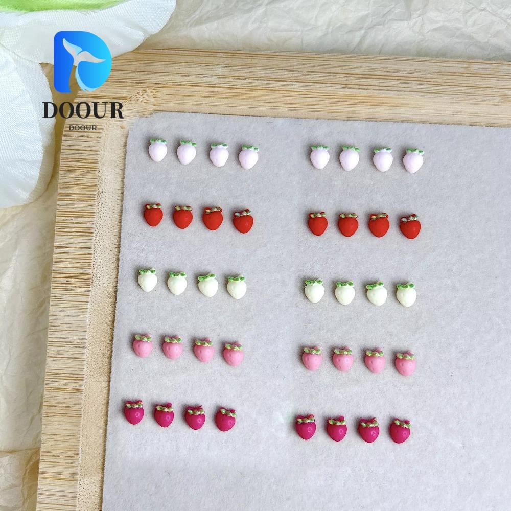 DOOUR 50PCS Charm Nghệ Thuật Móng Tay, Nhựa Hoạt Hình Dâu Trang Trí, Phụ Kiện Thủ Công DIY Dễ Thương