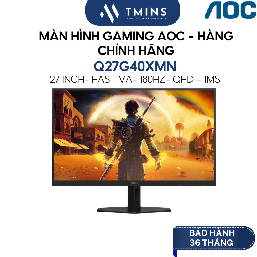 Màn hình gaming AOC Q27G40XMN (27 inch/Fast VA Mini LED/QHD/180Hz/1ms) - Hàng chính hãng