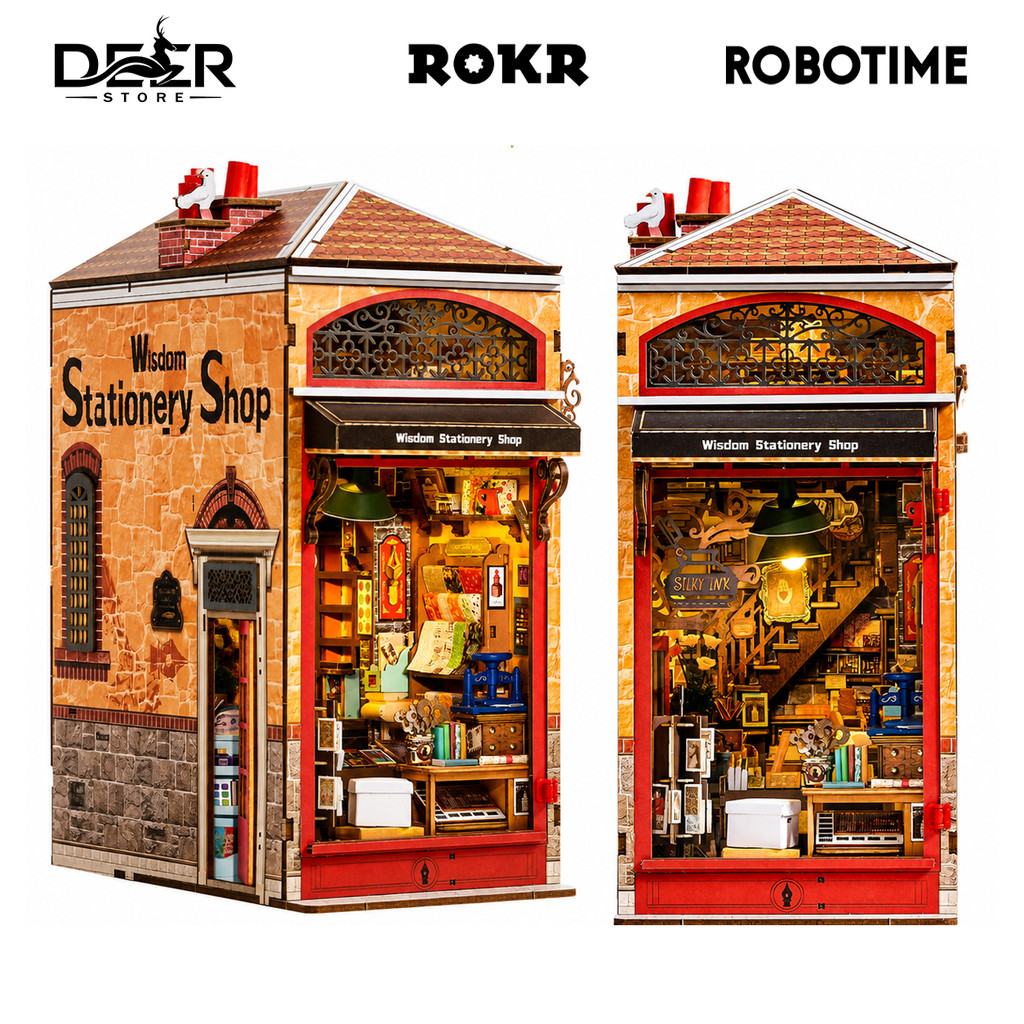 Book Nook Rolife Wisdom Stationery Shop TGB19 Có Đèn LED – Mô Hình Kệ Sách DIY Chính Hãng DEER STORE