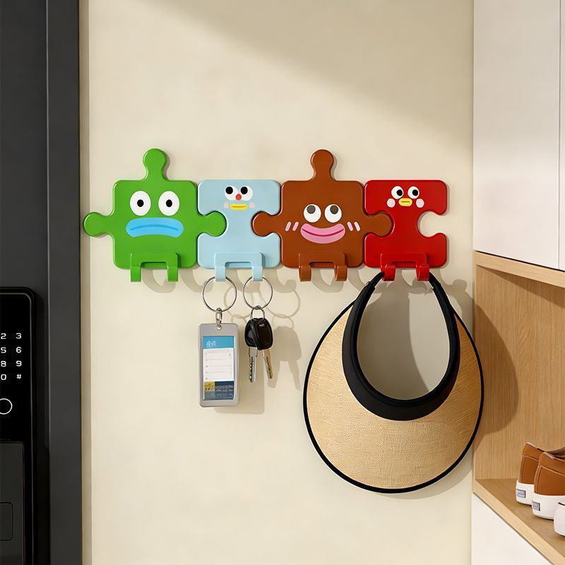 TQ~Fun and cute puzzle-style seamless wall hooks for hanging items on the wall, no drilling required