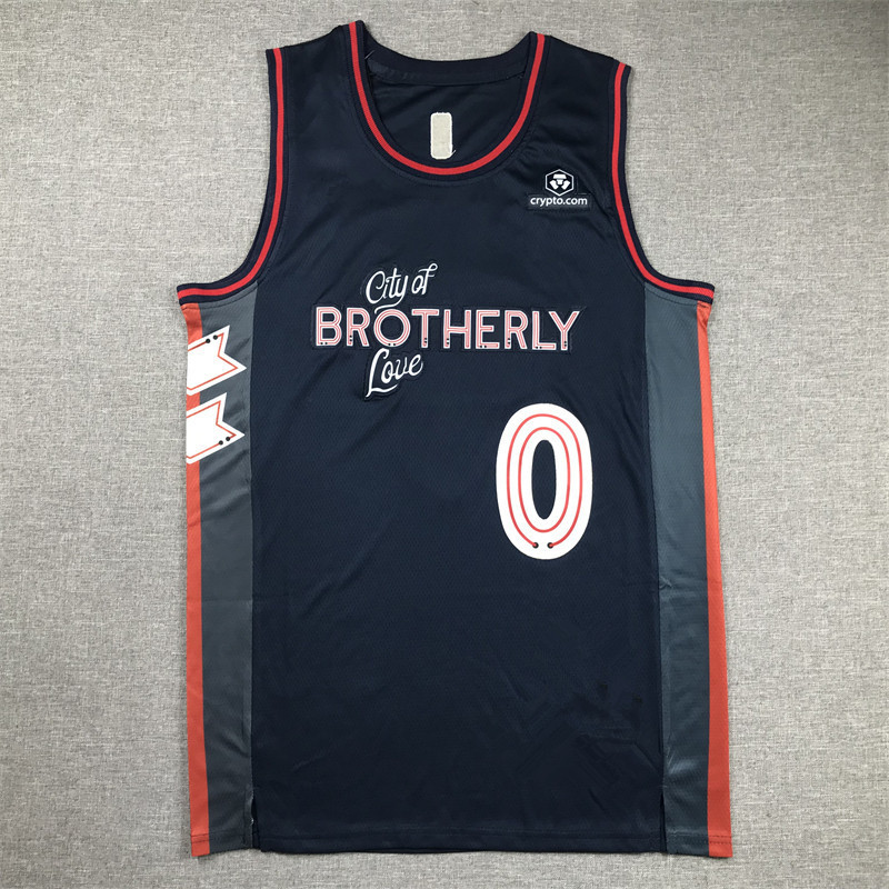 Đồng phục bóng rổ 76 cầu thủ số 0 Bút thêu JERSEY MAXEY JERSEY