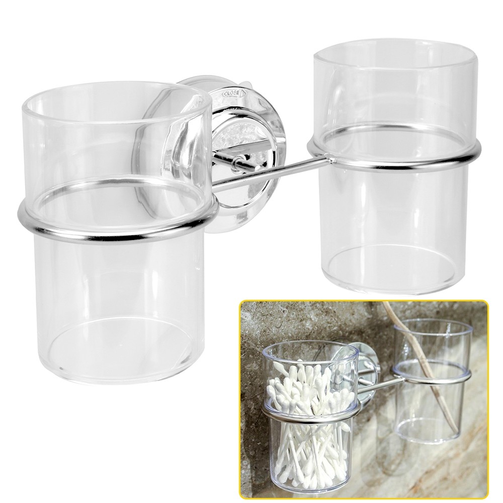 [DOLLDOLL-VN]Suction Cup Holder Double Kits Stainless Steel With Cups 21.7cmx11.7cm