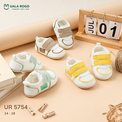 Giày tập đi cho bé Ualarogo đế cao su chống trượt an toàn quai dán điều chỉnh bảo vệ ngón chân 5754