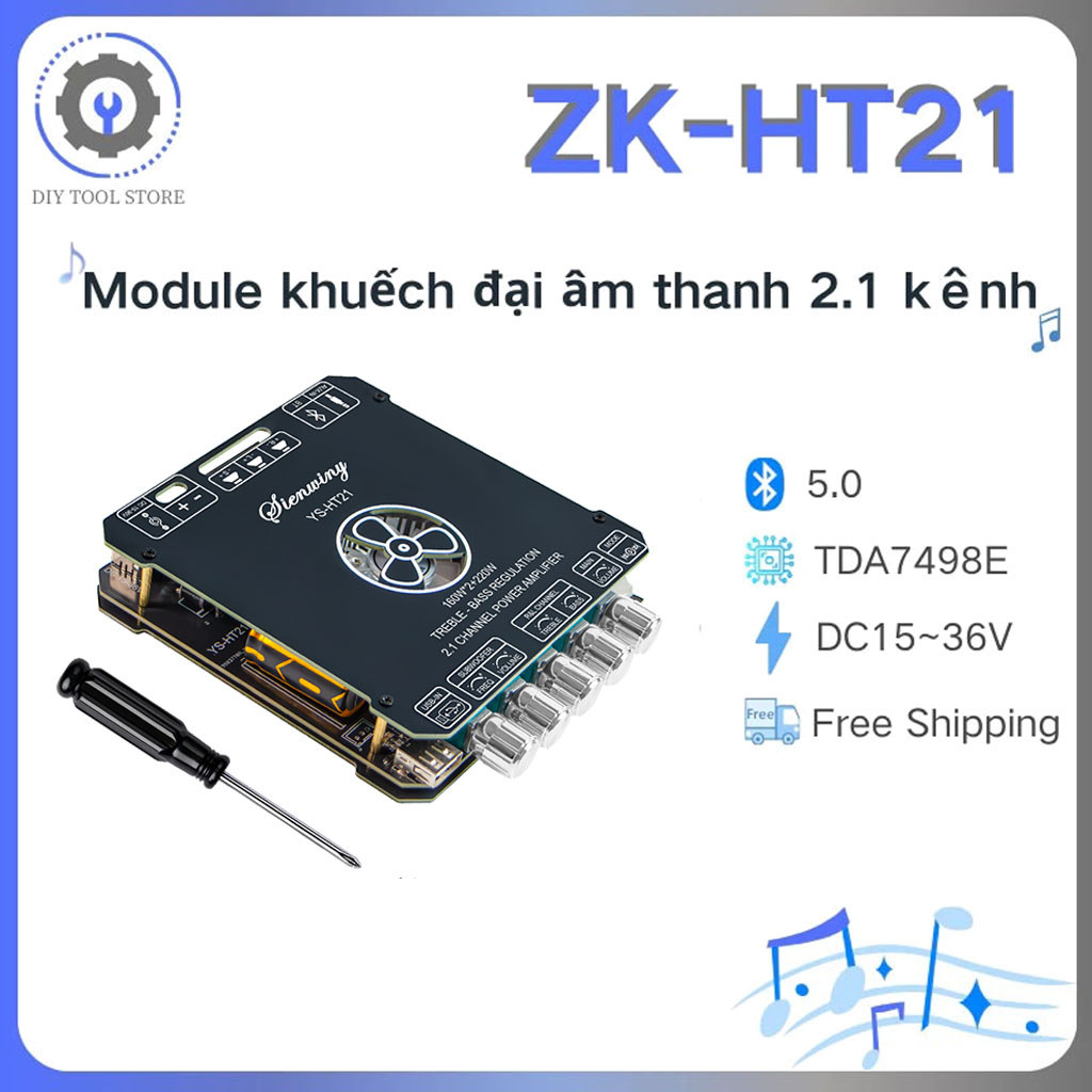Mô Đun Khuếch Đại Âm Thanh ZK-HT21 mạch bluetooth Kênh 2.1 TDA7498E 160W * 2 + 220W