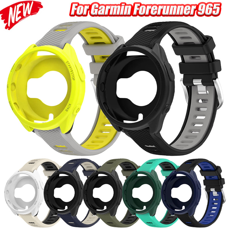 Vỏ bảo vệ + Dây đeo cho Garmin Forerunner 965 Band Vòng đeo tay silicon thể thao mềm Vòng đeo tay đồ