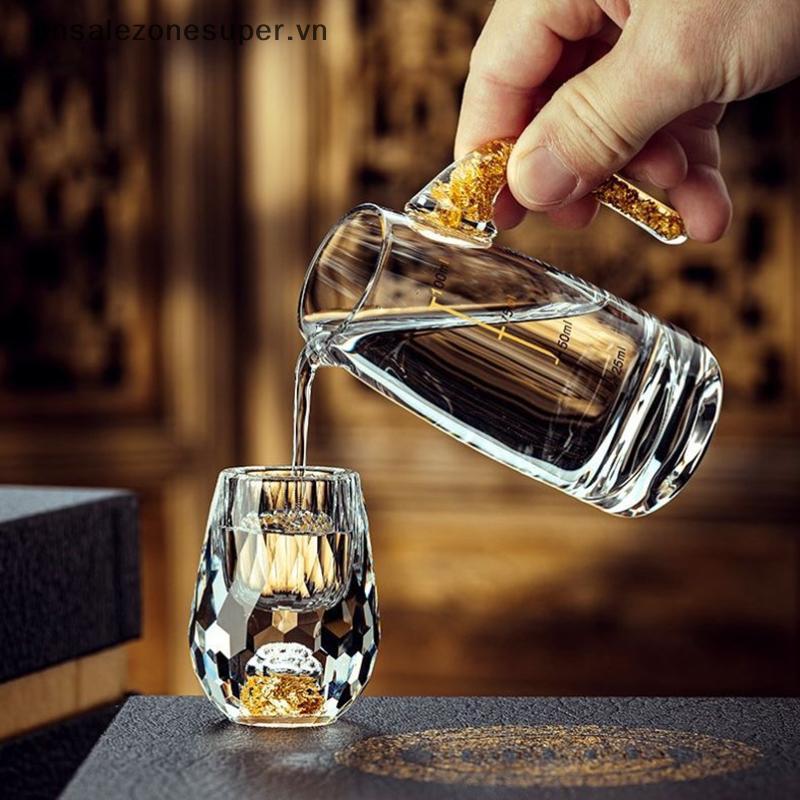 Ons Luxury Double Bottom Crystal Vodka Sake Glass Gold Foil Rượu mùi Trà Quà tặng tại