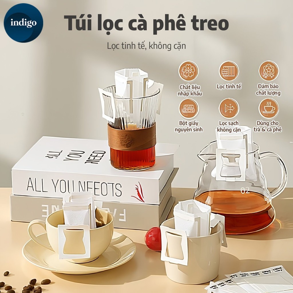 Phin giấy pha cà phê 100 Phin ,Túi lọc cà phê giấy,Bộ lọc tai dùng một lần,Bộ lọc trà,chiết xuất nhanh không có cặn